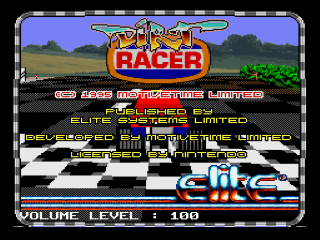 Dirt Racer title screen for Super Nintendo
